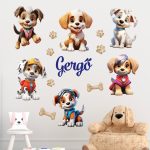 falmatrica gyerekszobába corgi kutyussal saját névvel