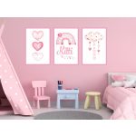 keretes kép rózsaszín szívecskés babaszoba dekoráció