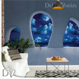   Fotótapéta - Éjszakai  csillagos égbolt 3D beton hatású boltívekkel