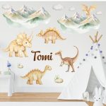 falmatrica dínoszaurusz watercolor pasztel dekoráció