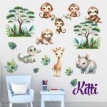 Szafari mintás szett  falmatrica babaszobába saját névvel