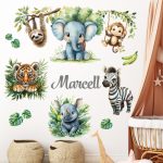 Szafari mintás szett  falmatrica babaszobába saját névvel