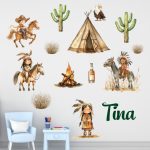 falmatrica babaszobába indián dekor matrica watercolor