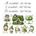 falmatrica gyerekszobába törpés unikornis szivárvány pasztel  öntapadómatrica