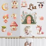 falmatrica gyerekszobába  tündérek szivárvány watercolor dekoráció saját névvel