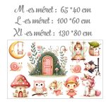 falmatrica gyerekszobába törpés unikornis szivárvány pasztel  öntapadómatrica