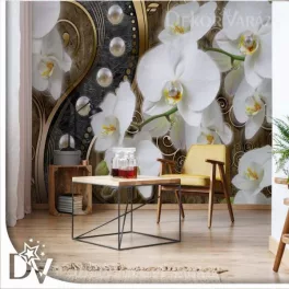   Fotótapéta - Luxus design Orchideákkal virágok gyöngyök