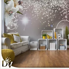   Fotótapéta - Liliomok ezüst  csillogás modern Virágos design