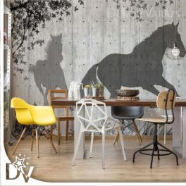   Fotótapéta - Ló és természet sziluett beton hatású textúra szürke