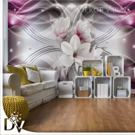   Fotótapéta - Modern Virágos design Magnólia virágok lila