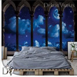   Fotótapéta - Éjszakai  csillagos égbolt kő árkádsorral