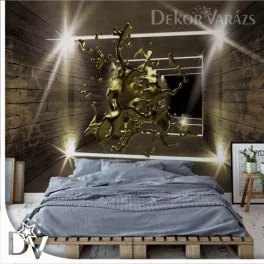   Fotótapéta - 3D olvadt fém arany alagút modern építészet