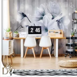   Fotótapéta - Magnólia virágok csillogás kék modern design