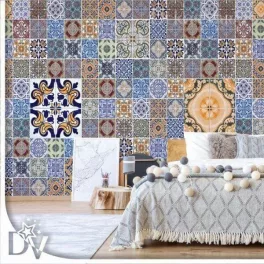 Fotótapéta - Vintage csempeminta kék