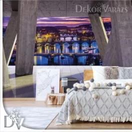   Fotótapéta - Beton hatású modern épület Prágai kilátással