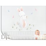 falmatrica nyuszis babaszoba dekoráció virágokkal baba-mama