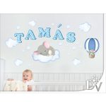 neves matrica szett gyerekszobába kiságy fölé fiús kék csillagos