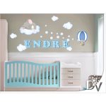 falmatrica alvó elefánt saját névvel kiságy fölé kék fiús