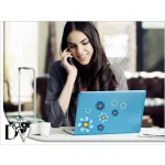 laptop matrica kék szirmos