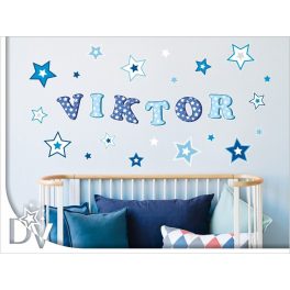 falmatrica betűk nevekhez csillagokkal kék babaszobába fiúknak