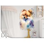 faldekoráció kutyásoknak pomerániai törpe spicc watercolor effekt