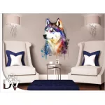 faldekoráció kutyásoknak husky watercolor effekt