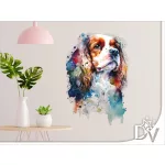 spániel kutyás matrica színes festett hatású cavalier king charles falmatrica