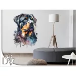 rottweiler kutyás matrica színes festett hatású falmatrica