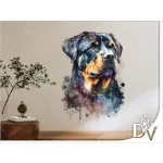 faldekoráció kutyásoknak rottweiler watercolor effekt