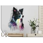 faldekoráció kutyásoknak border collie watercolor effekt
