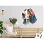 faldekoráció kutyásoknak basset hound watercolor effekt