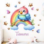 falmatrica papagájos szivárvánnyal babaszobába névvel