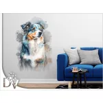 faldekoráció kutyásoknakausztrál juhászkutya watercolor effekt