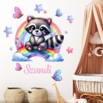 falmatrica gyerekszobába szivárványos mosómedvés