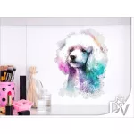 pudli poodle kutyás matrica színes festett hatású falmatrica