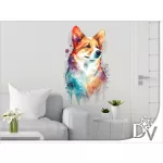 faldekoráció kutyásoknak corgi watercolor effekt
