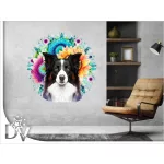 falmatrica színes kerek háttér kutyás border collie