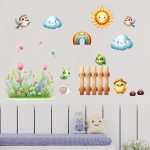 falmatrica kerti virágokkal szivárvánnyal