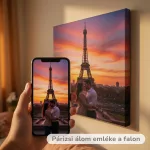 Párizsi utazás emlék - Eiffel-torony naplementében vászonkép