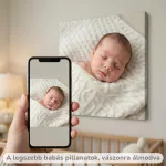 Újszülött baba érkezése emlék - prémium vászonkép fotóból