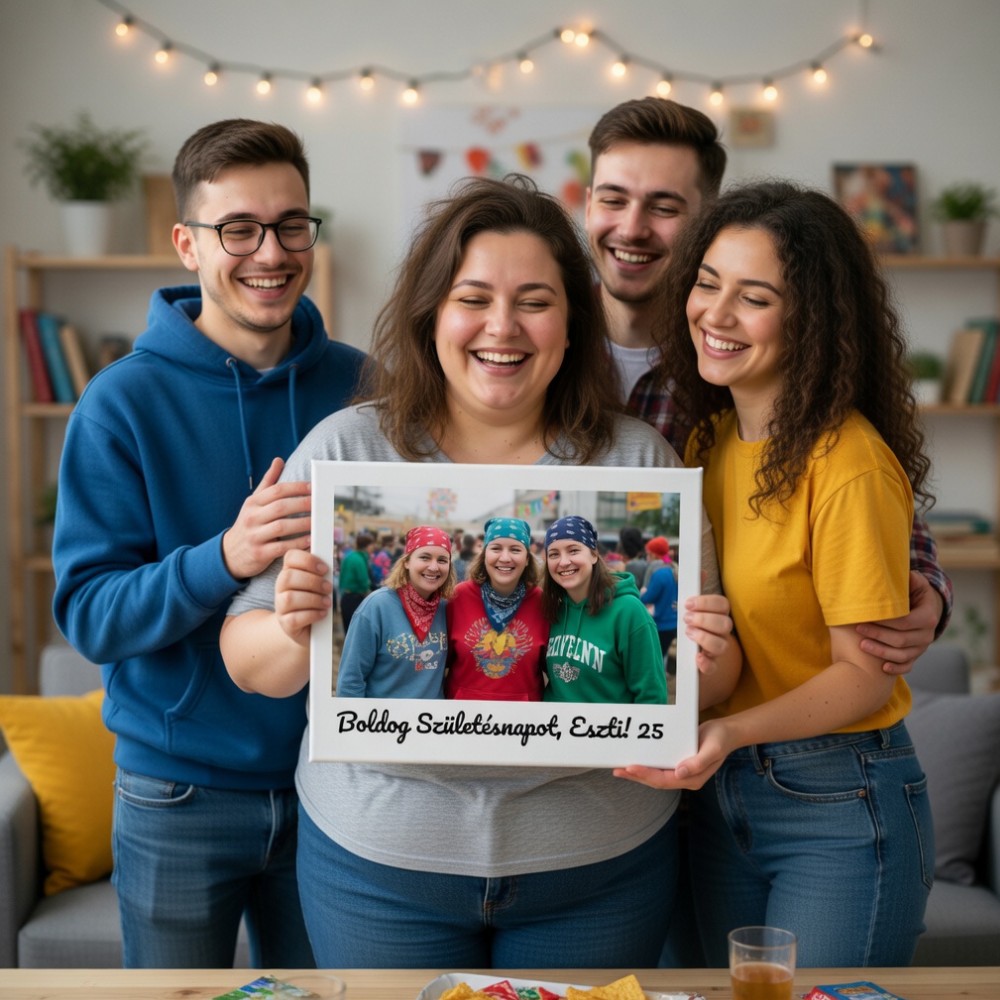 Barátnők születésnapi vászonkép saját fotóból falikép egyedi ajándék