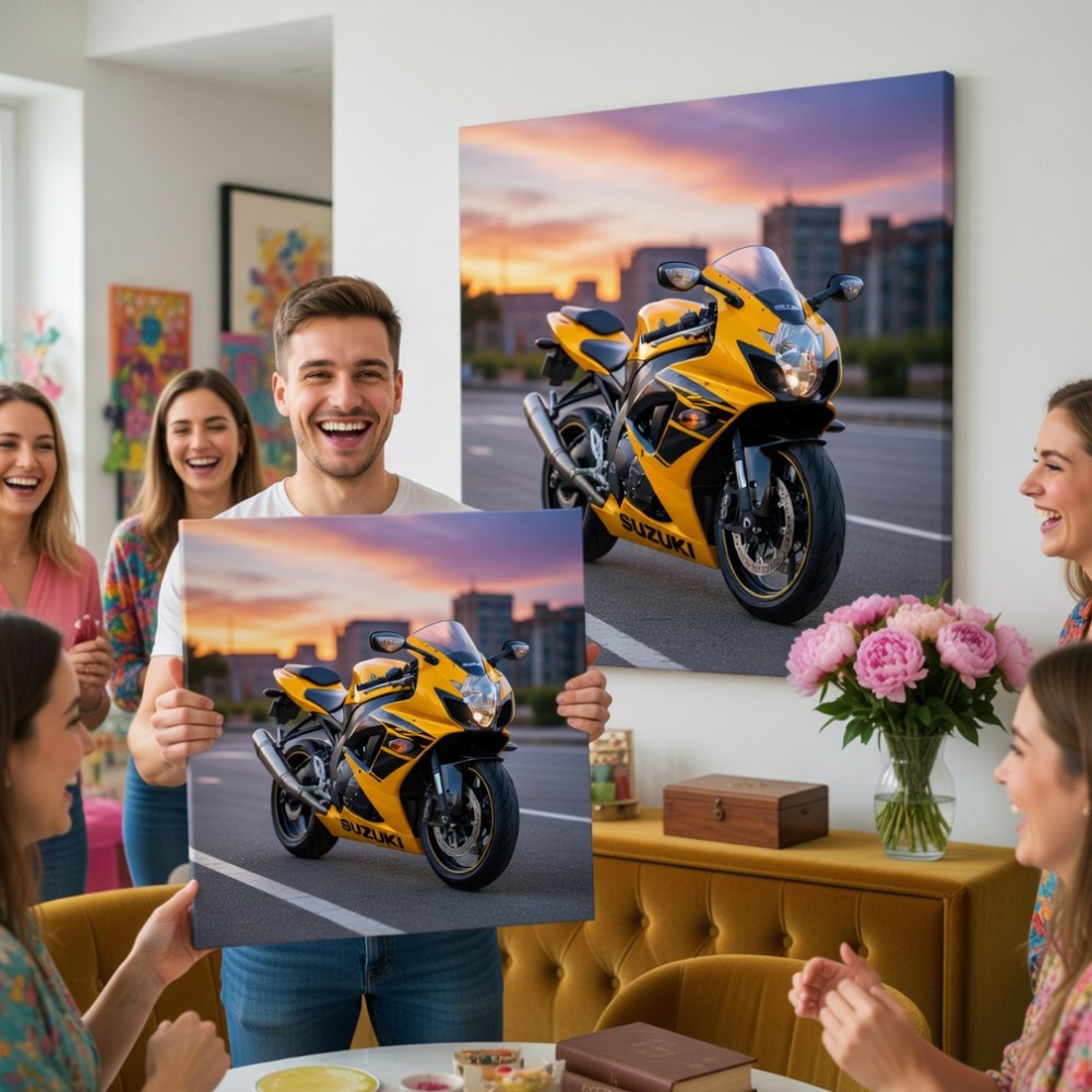 Motoros születésnapi vászonkép ajándék férfiaknak egyedi falikép