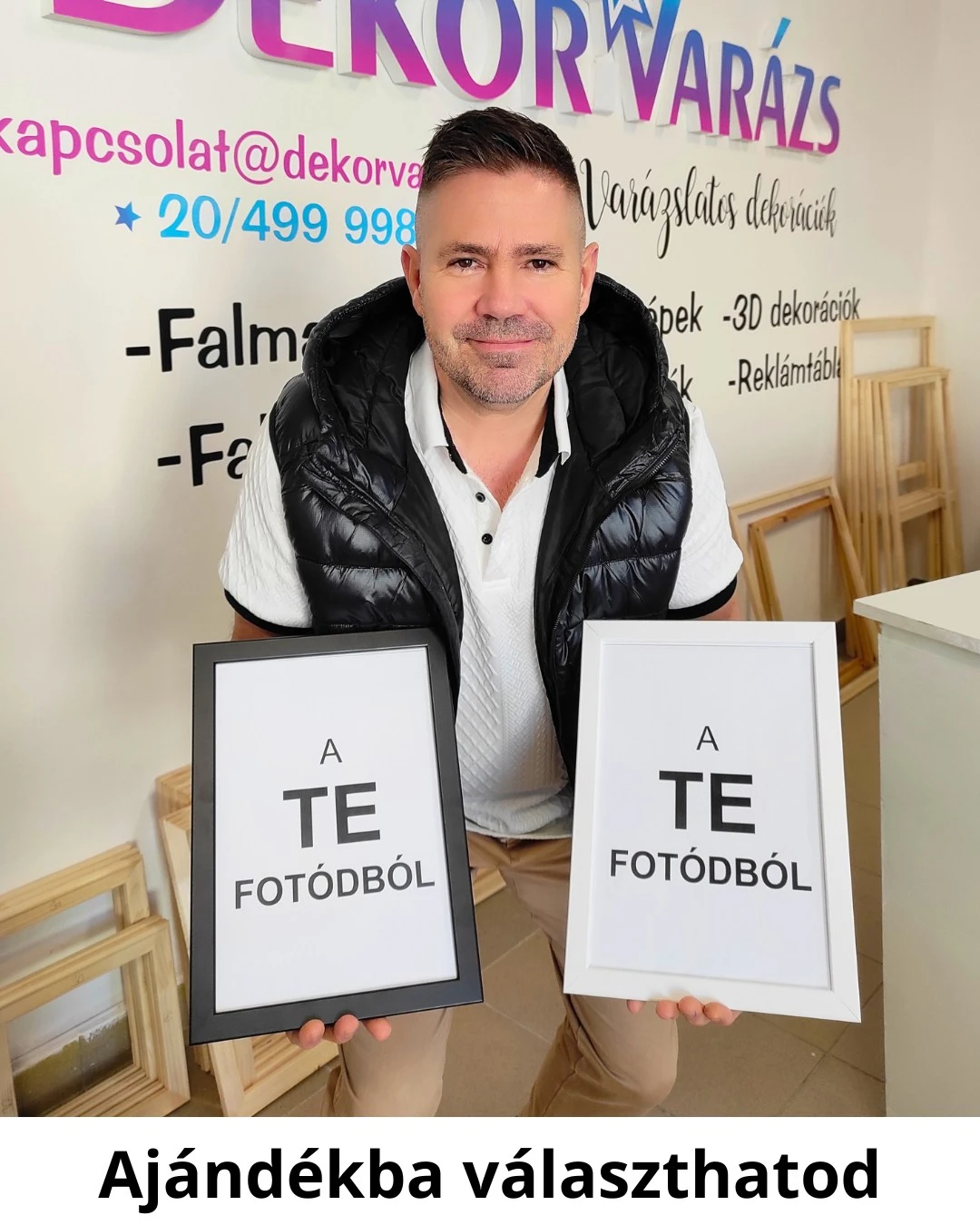 Ajándékba kapható A4-es keretezett kép fehér vagy fekete keretben – DekorVarázs, 50x50 cm feletti négyzet vászonkép rendelésnél
